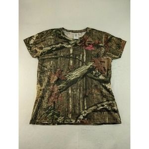 Womens Mossy Oak Break Up Infinity Camo T Shirt Size L Hunting Green Brown